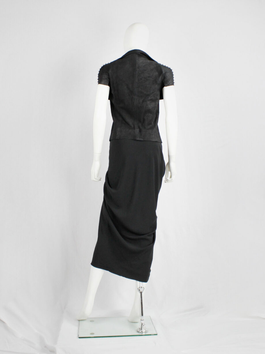Rick Owens PLINTH black gathered skirt with drape and front ties fall 2013 (8)