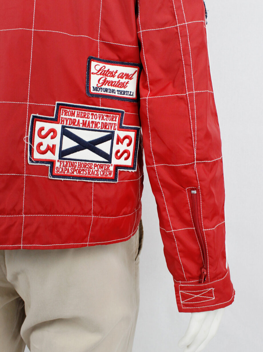 Walter Van Beirendonck for Scapa red F1 jacket with blue and white stripes and patches (13)