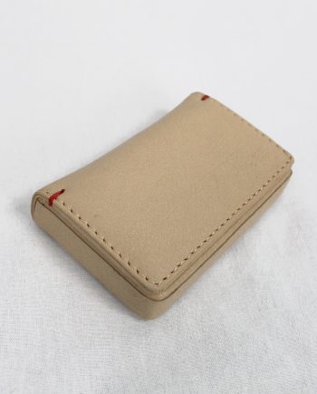 A.F. Vandevorst beige leather card holder with red stitches