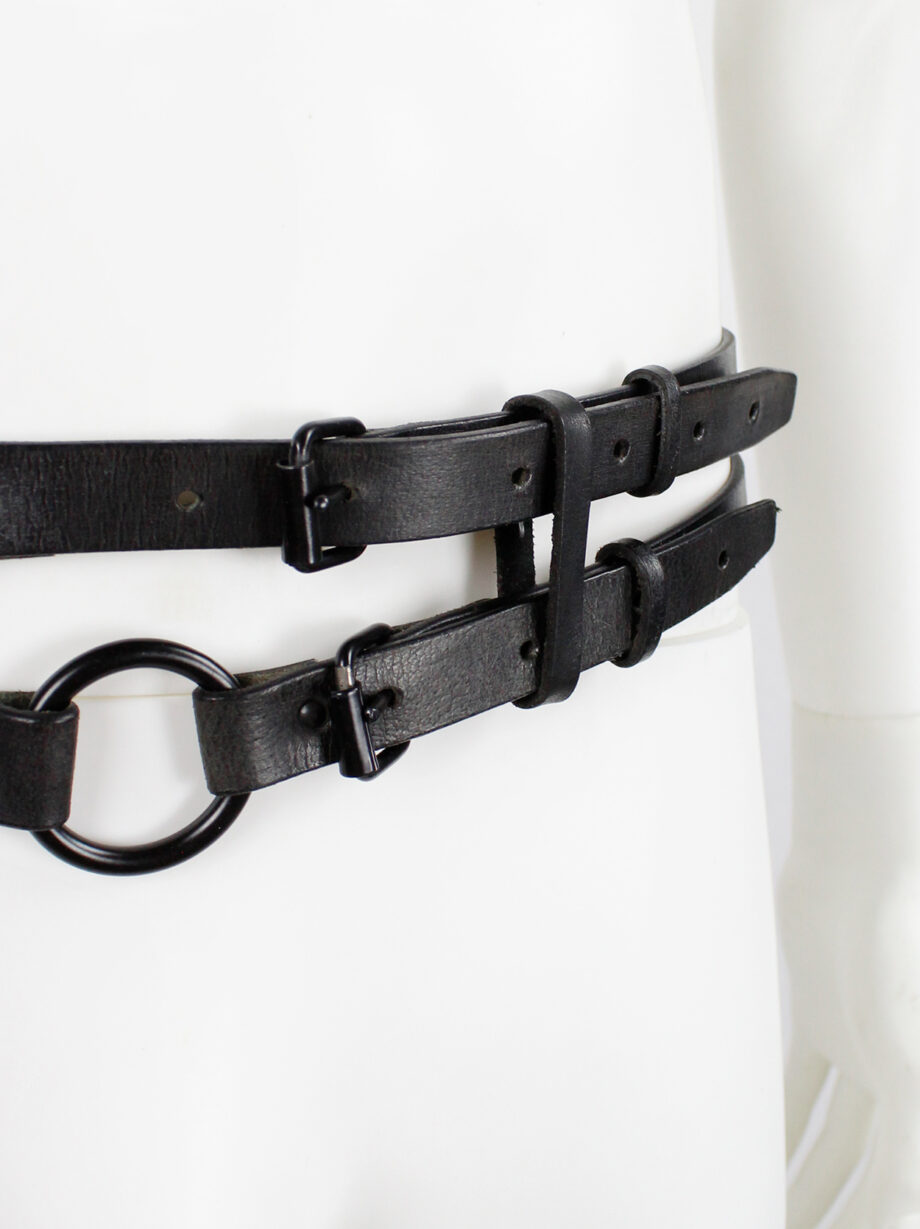 af Vandevorst black double belt with metal rings strap and cross charm spring 2010 (12)