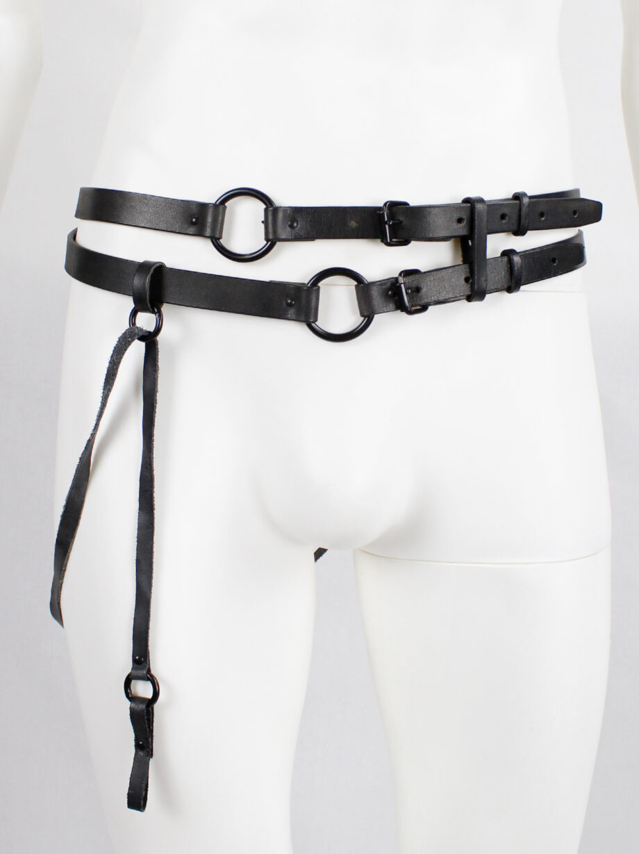af Vandevorst black double belt with metal rings strap and cross charm spring 2010 (2)