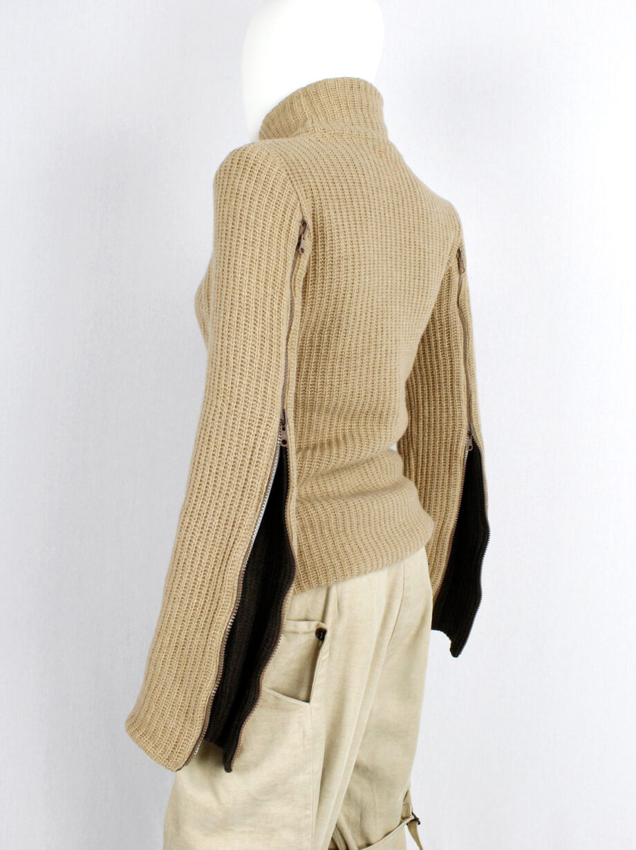 af Vandevorst brown and beige inside out jumper with zipped sleeves fall 2000 (11)