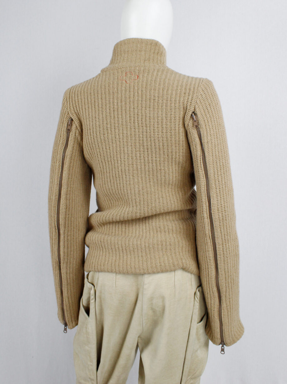 af Vandevorst brown and beige inside out jumper with zipped sleeves fall 2000 (18)