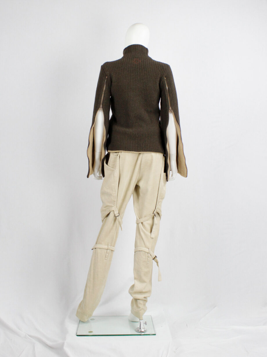 af Vandevorst brown and beige inside out jumper with zipped sleeves fall 2000 (23)