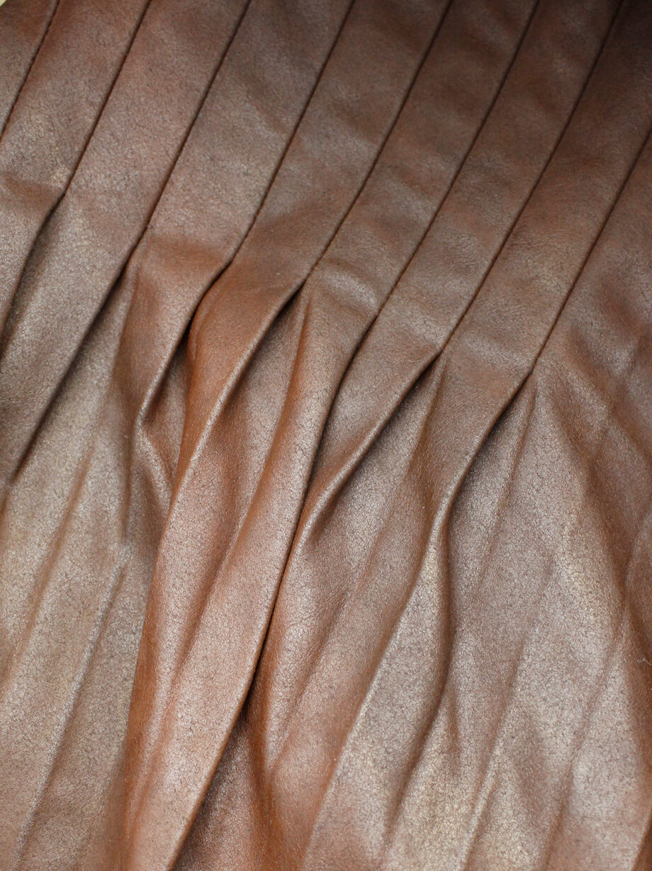 af Vandevorst brown leather pleated skirt with heavy bustle layering fall 2011 (4)