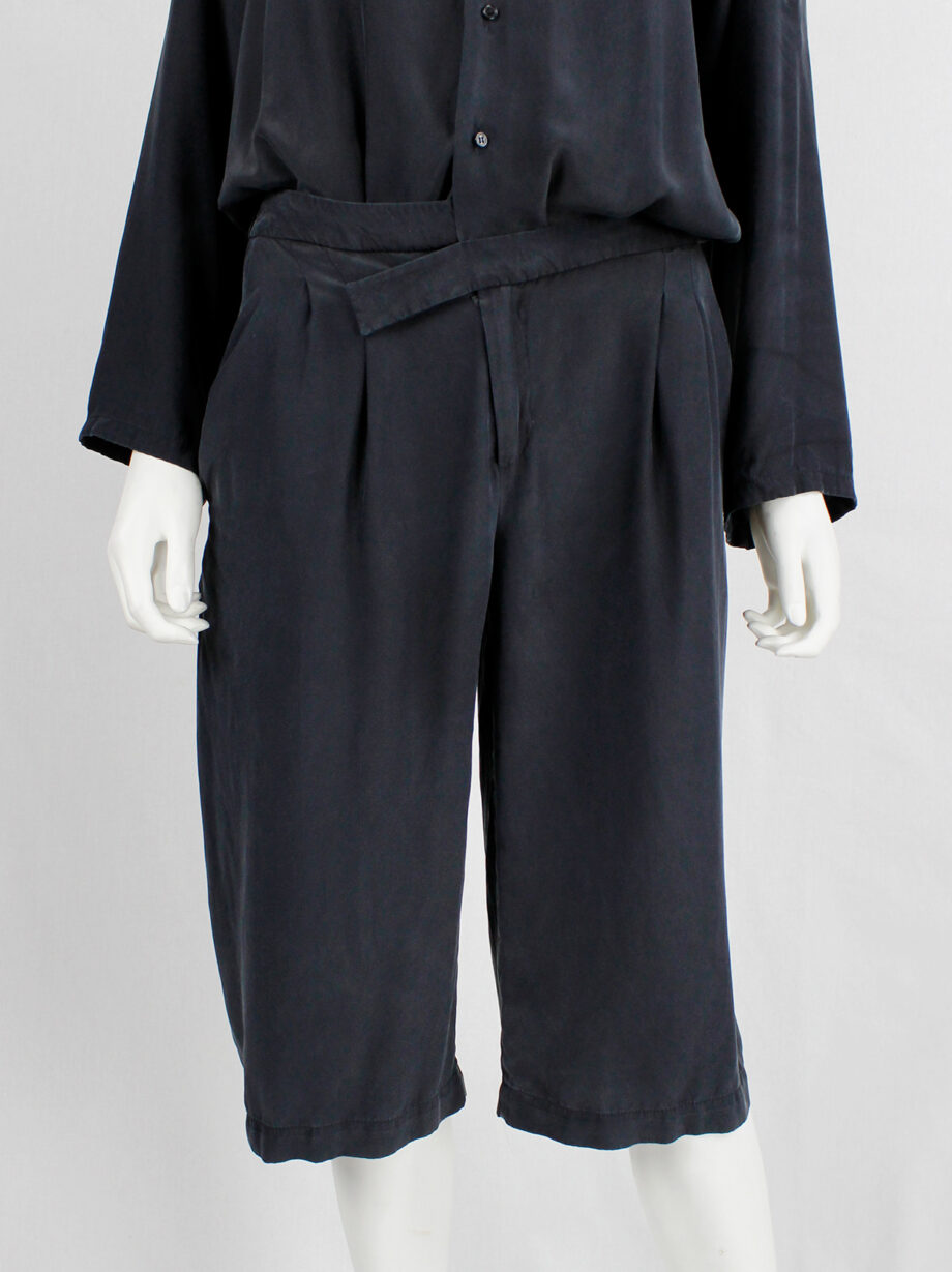 af Vandevorst dark blue silk jumpsuit with slanted belt spring 2008 (15)