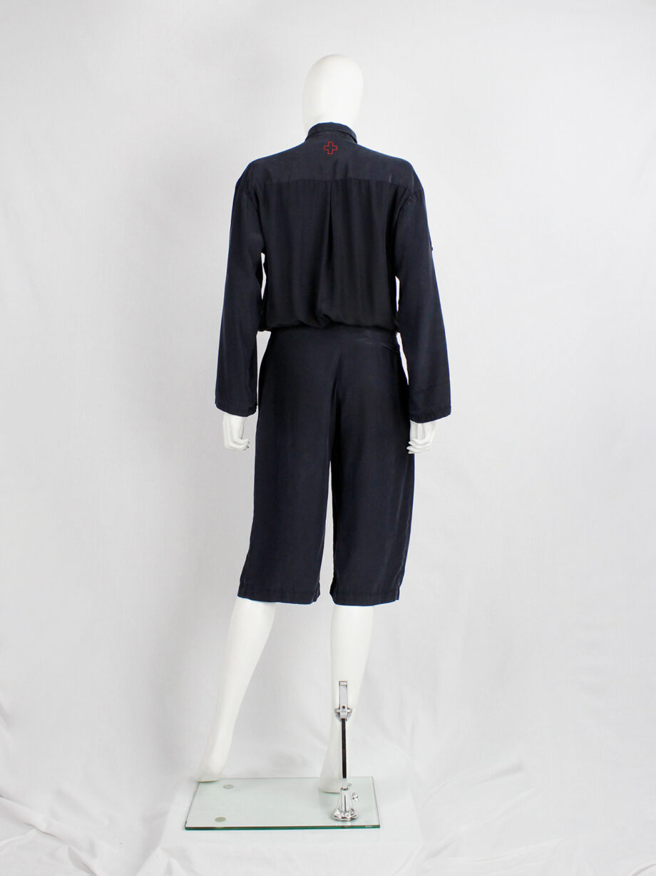 af Vandevorst dark blue silk jumpsuit with slanted belt spring 2008 (21)
