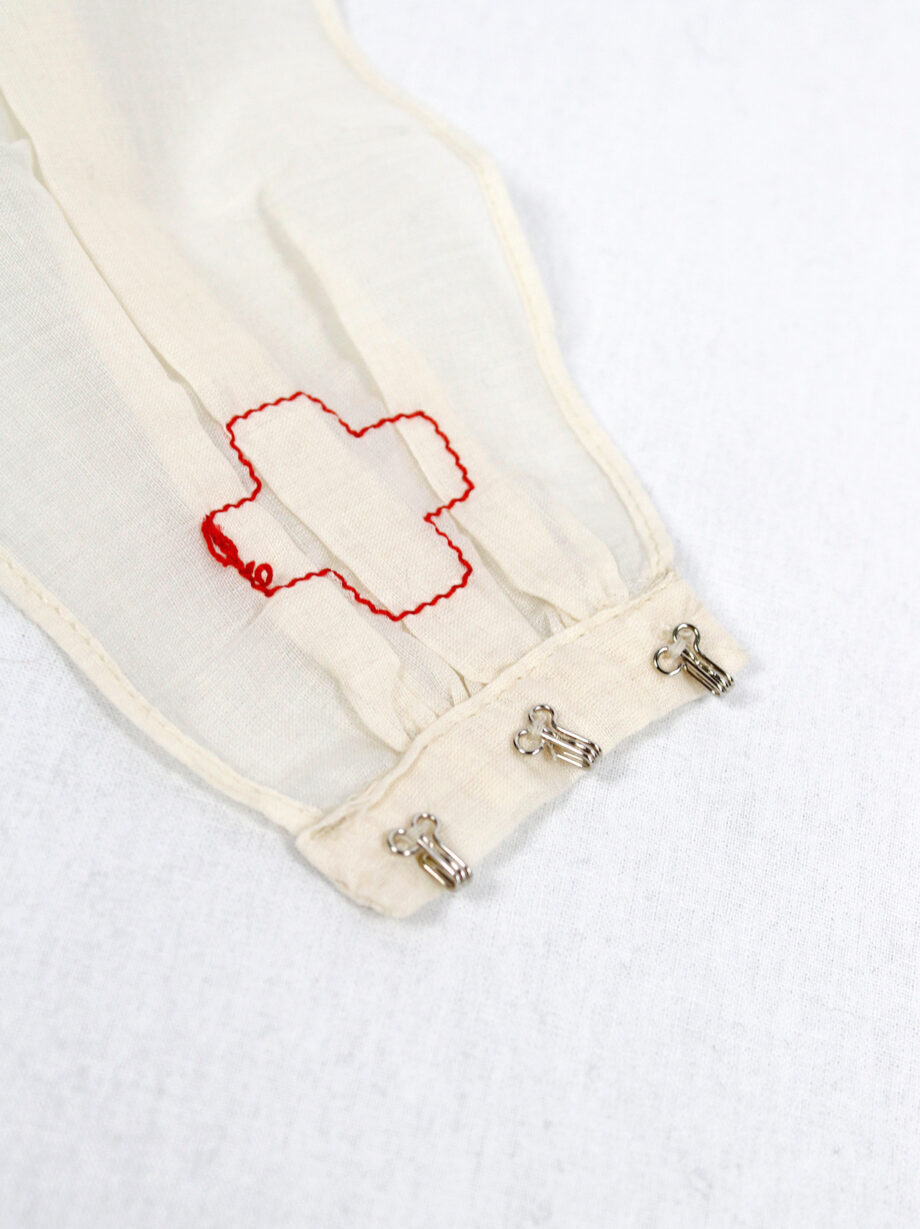 af Vandevorst off-white sheer lingerie choker with embroidered red cross spring 1999 (12)