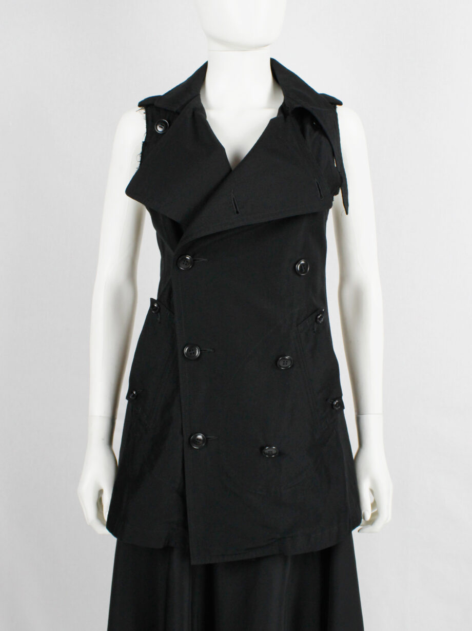 ys Yohji Yamamoto black double breasted vest with open back and removable collar (14)