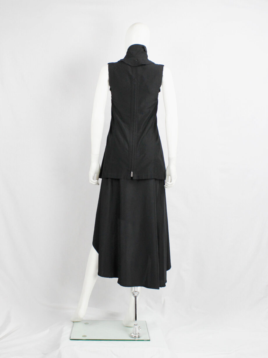ys Yohji Yamamoto black double breasted vest with open back and removable collar (21)