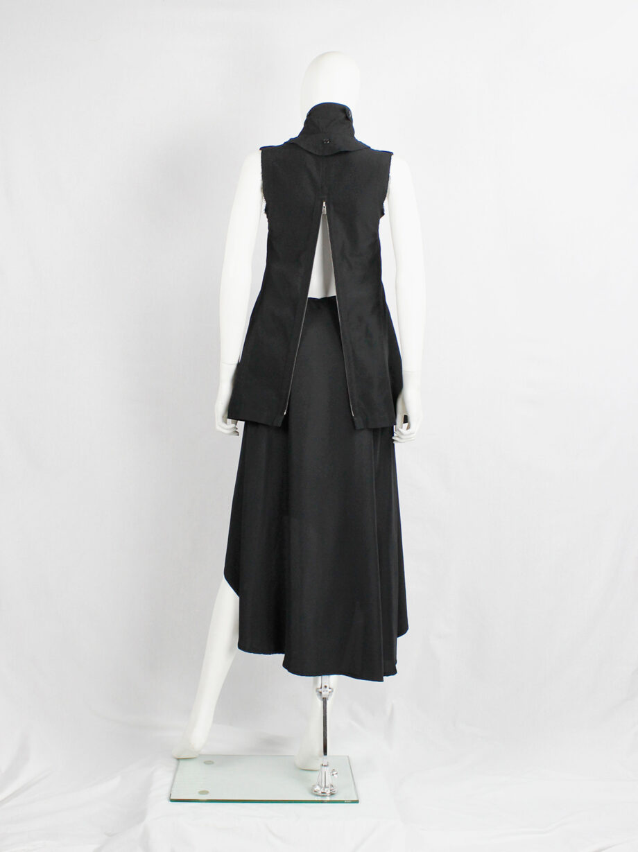 ys Yohji Yamamoto black double breasted vest with open back and removable collar (22)