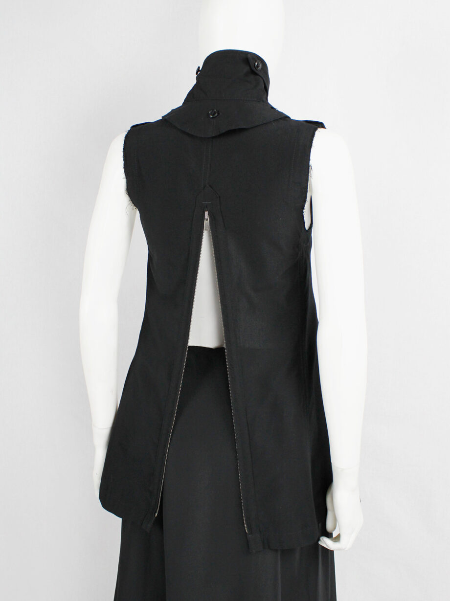 ys Yohji Yamamoto black double breasted vest with open back and removable collar (24)