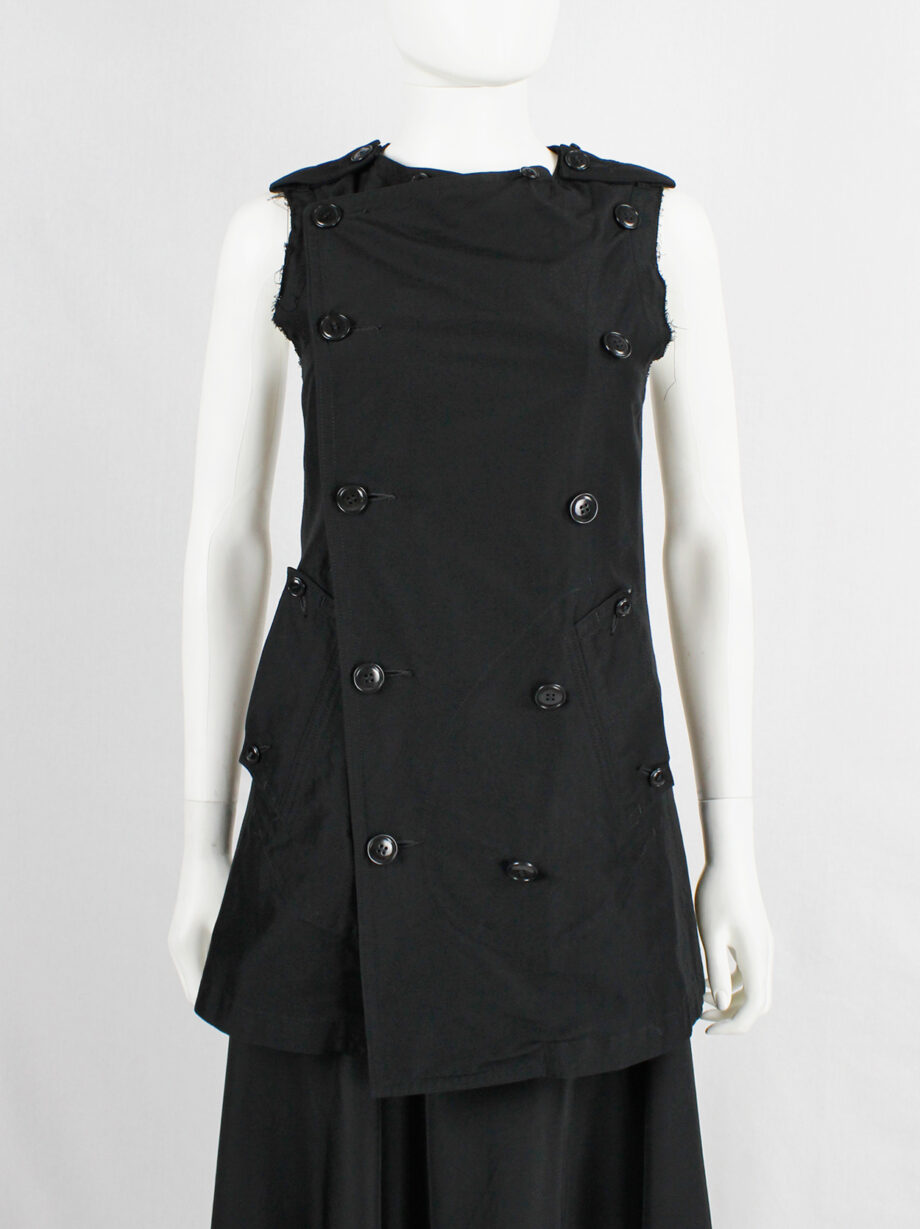 ys Yohji Yamamoto black double breasted vest with open back and removable collar (25)