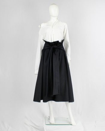 Y's Yohji Yamamoto black voluminous skirt with front ties and paperbag waist