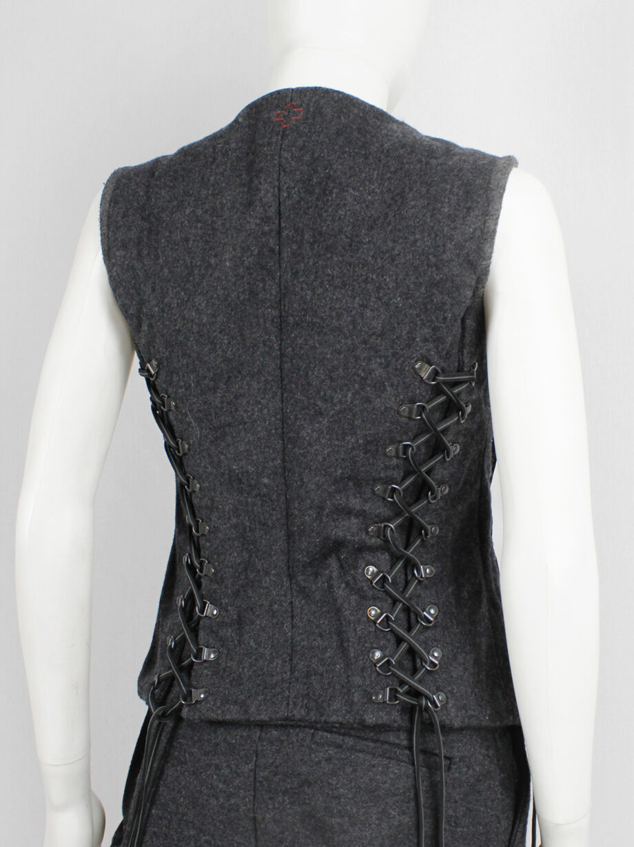 A.F. Vandevorst grey felt and metal vest with corset lacing fall 2015 (11)