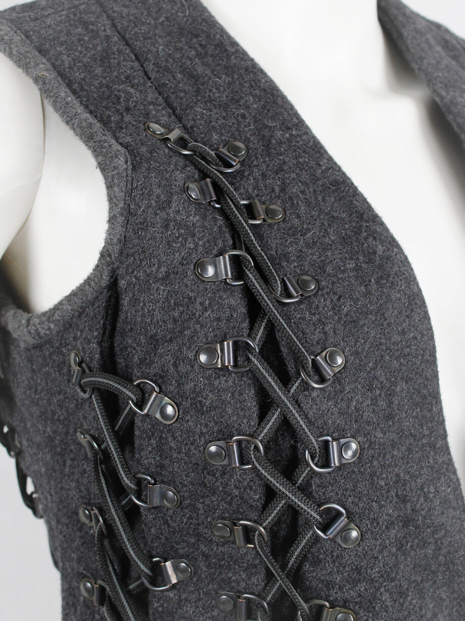 A.F. Vandevorst grey felt and metal vest with corset lacing fall 2015 (9)