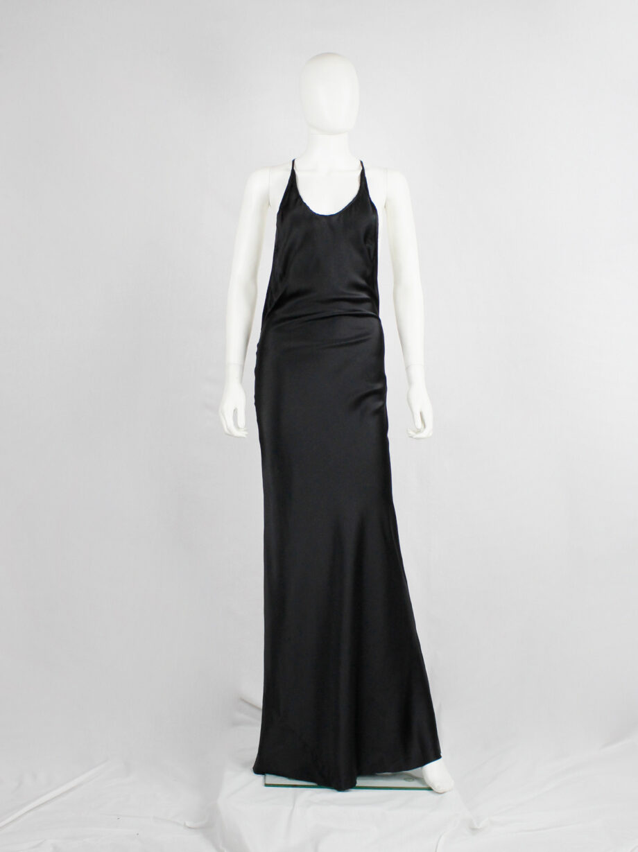 Ann Demeulemeester black backless maxi dress with fine back strap spring 2006 (14)