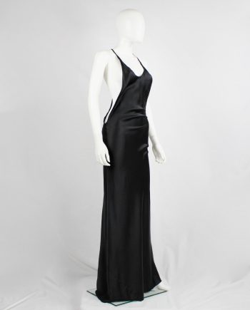Ann Demeulemeester black backless maxi dress with fine back strap — spring 2006