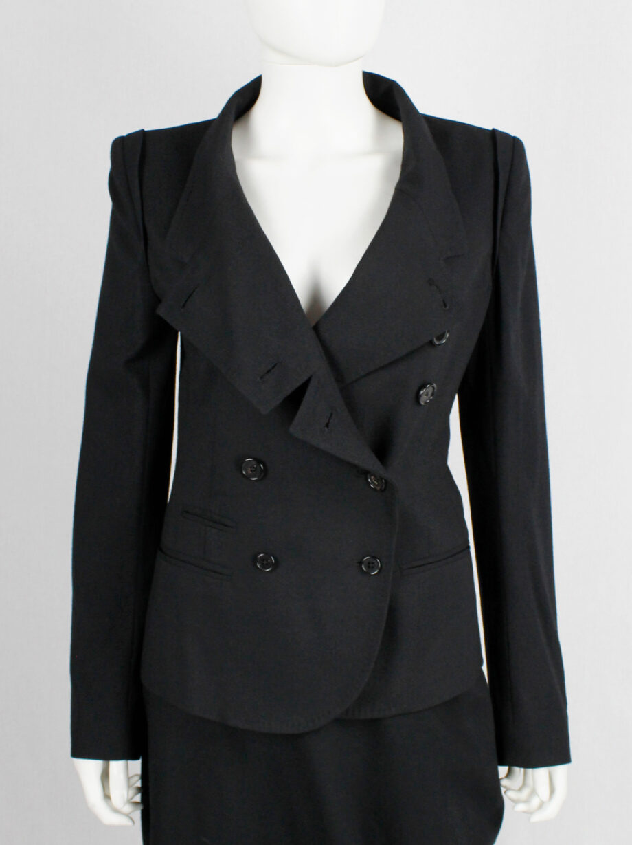 Ann Demeulemeester black double breasted jacket with front panel slit (10)