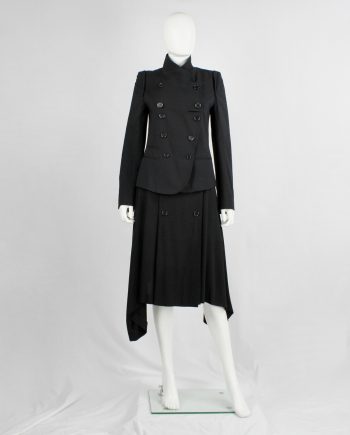 Ann Demeulemeester black double breasted jacket with front panel slit