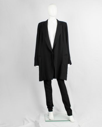 Ann Demeulemeester black oversized long blazer with wrap closure