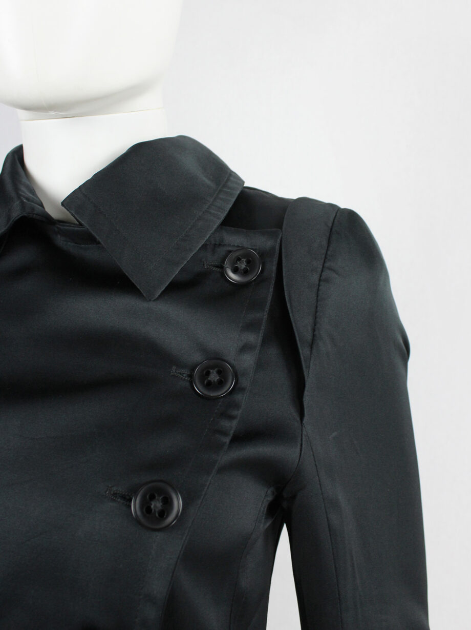 Ann Demeulemeester black satin double breasted jacket with large collar (11)