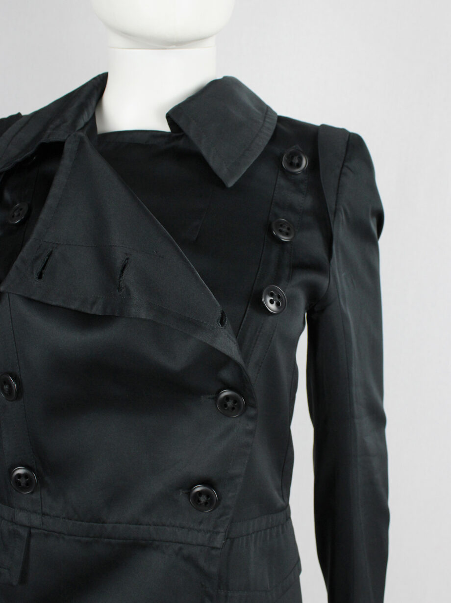 Ann Demeulemeester black satin double breasted jacket with large collar (21)