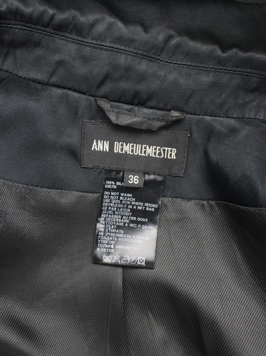 Ann Demeulemeester black satin double breasted jacket with large collar (3)