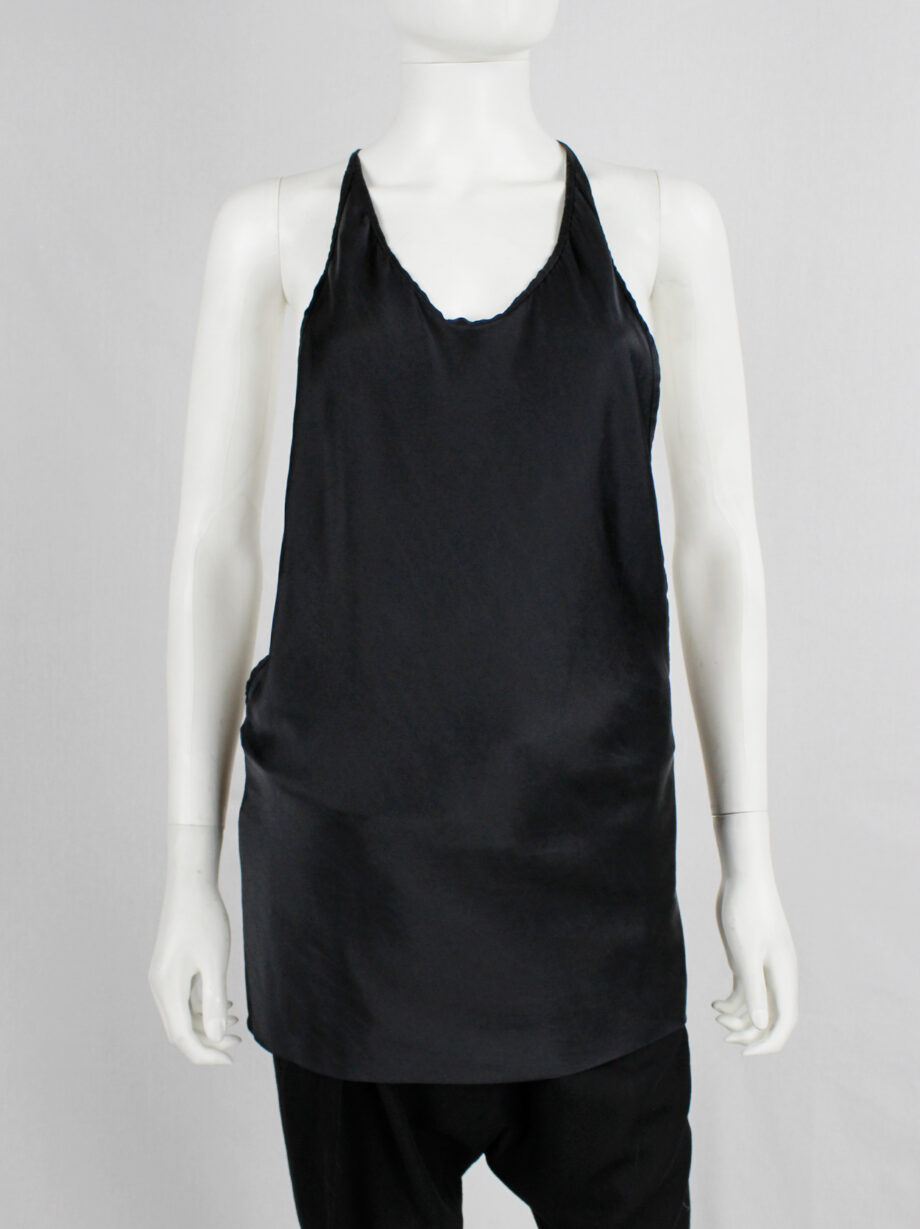 Ann Demeulemeester black silk backless top with fine back strap spring 2006 (13)