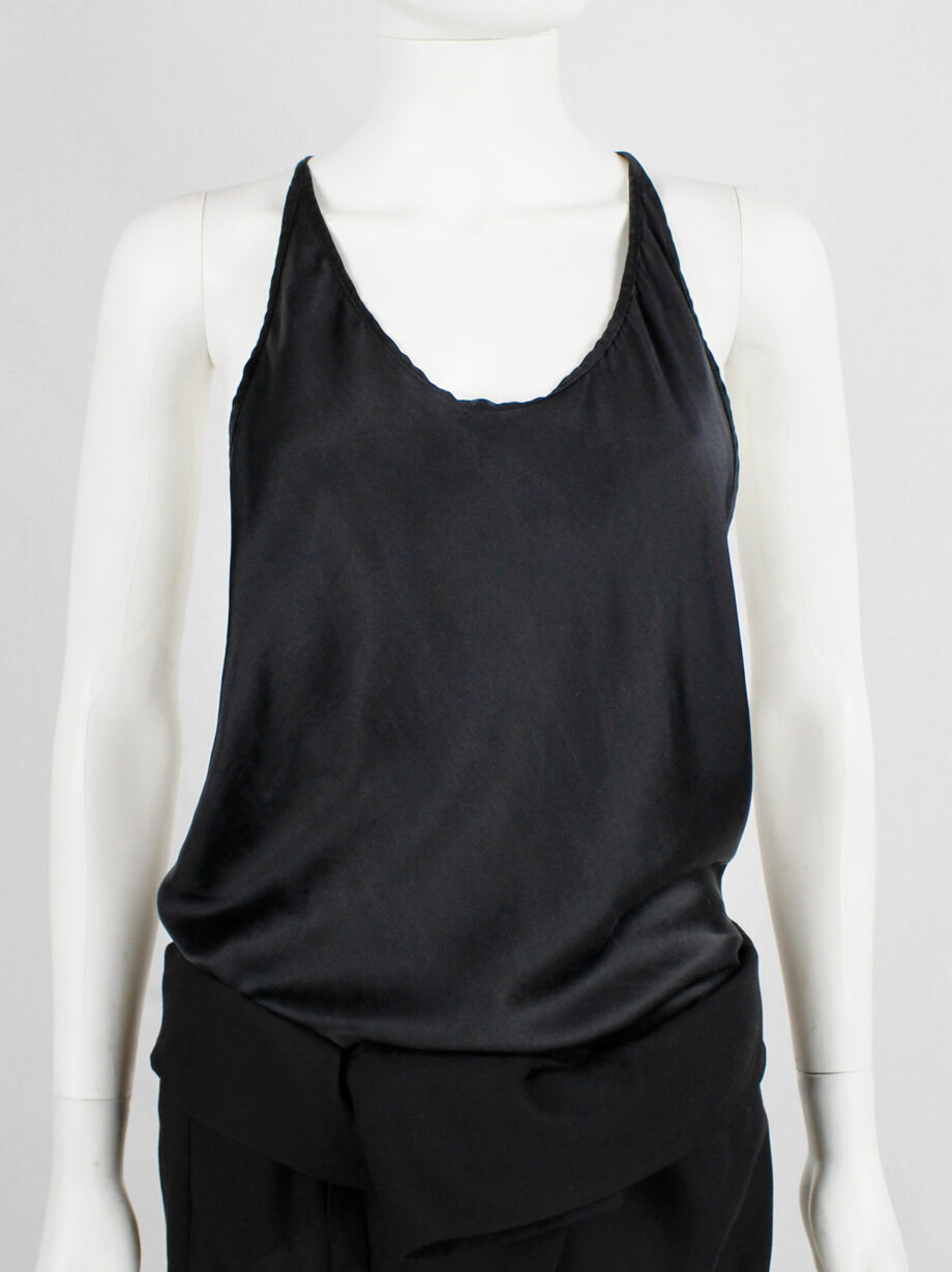 Ann Demeulemeester black silk backless top with fine back strap spring 2006 (14)