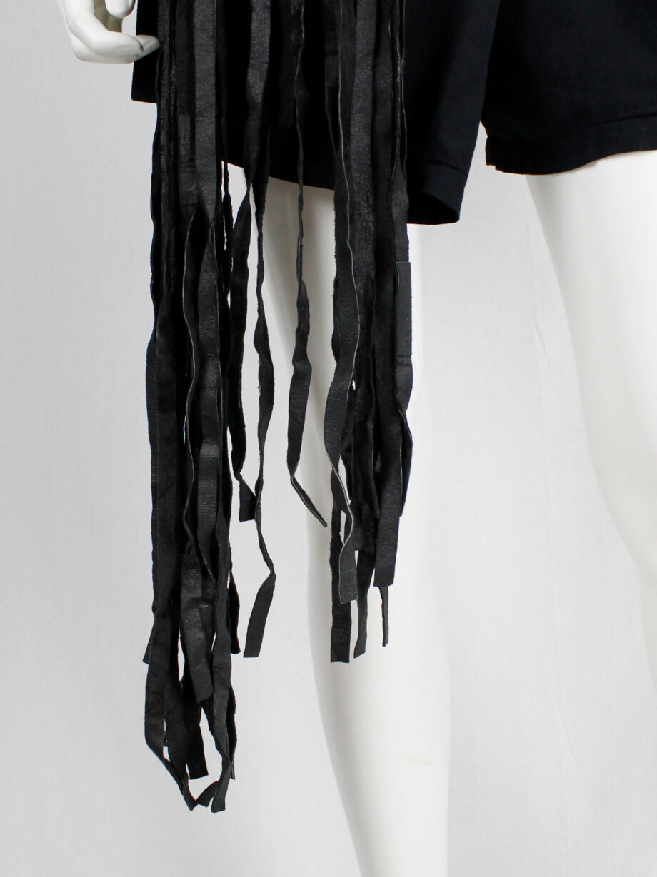 Ann Demeulemeester black wide leather belt with fringe ends made of 18 ribbons fall 2002 (23)