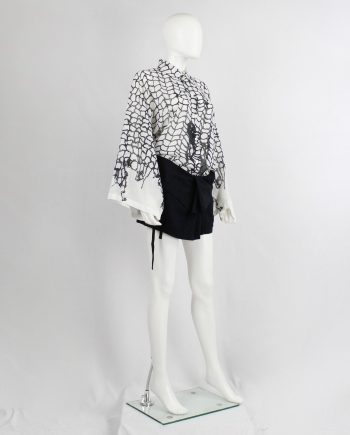 Ann Demeulemeester white shirt with black netting print — spring 2001