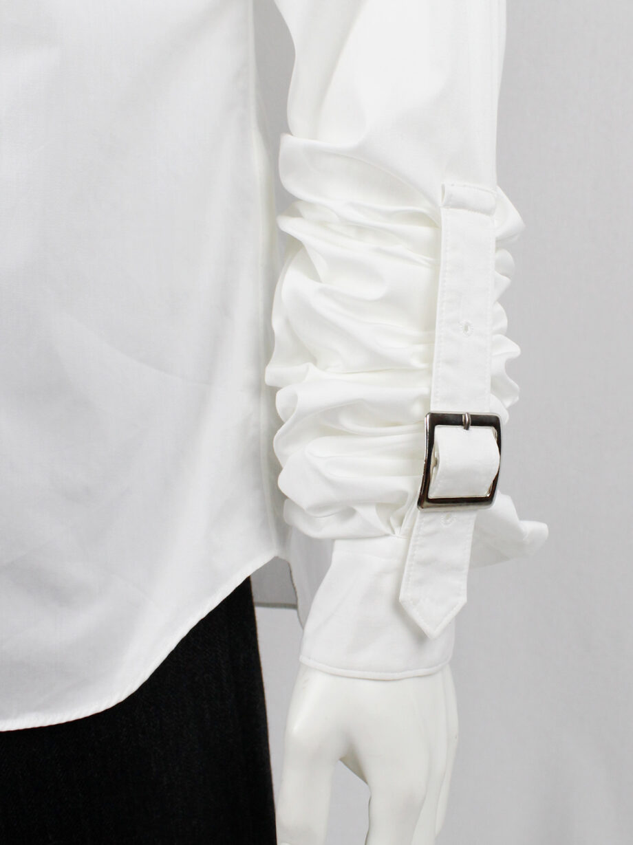 Comme des Garcons Shirt white shirt with belt straps across the back and at the gathered sleeves (13)