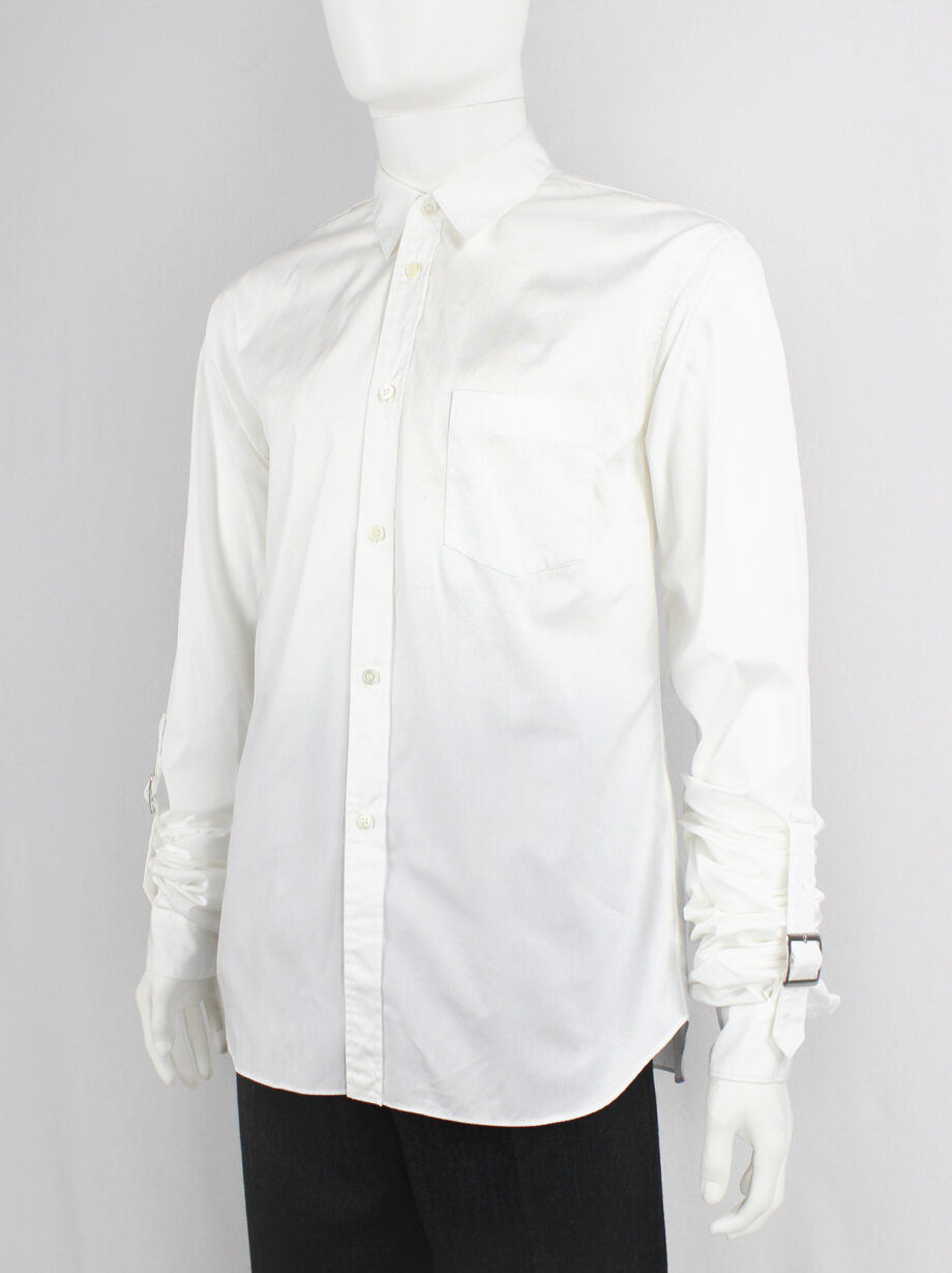 Comme des Garcons Shirt white shirt with belt straps across the back and at the gathered sleeves (14)