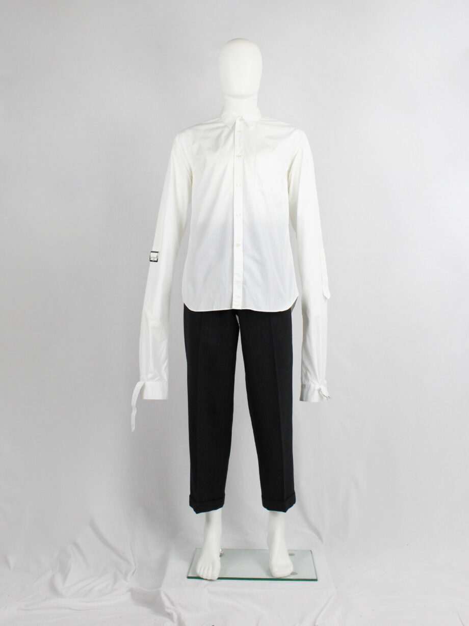 Comme des Garcons Shirt white shirt with belt straps across the back and at the gathered sleeves (9)