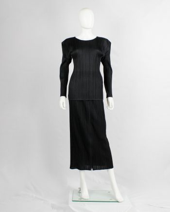 Issey Miyake Pleats Please black pleated jumper with square shoulders