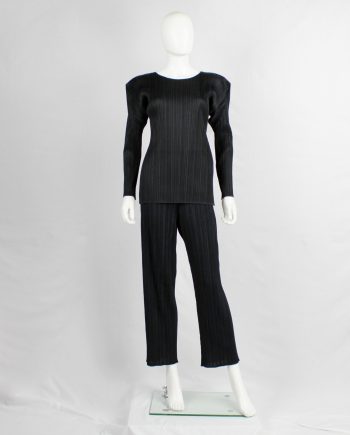 Issey Miyake Pleats Please black pleated trousers with straight legs