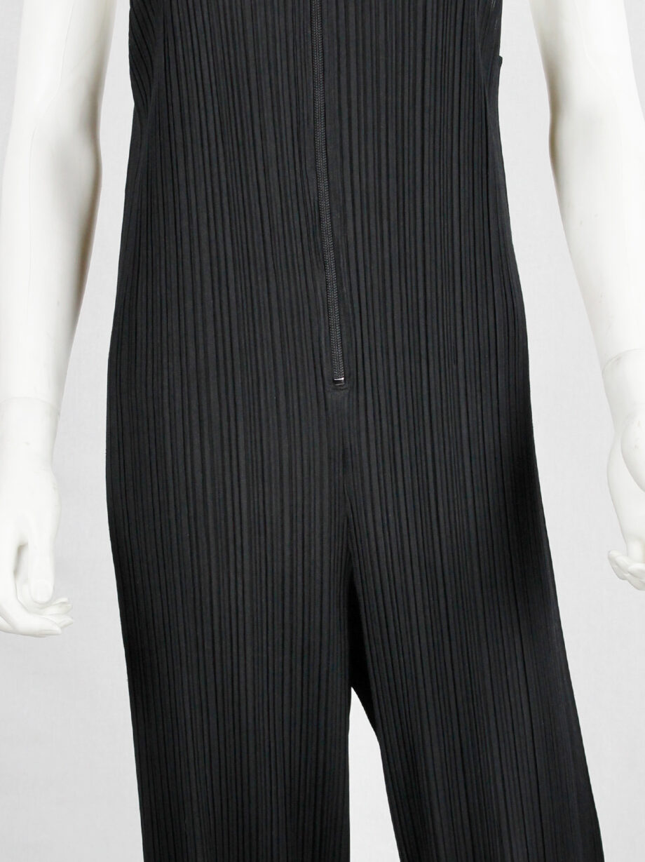 Issey Miyake Pleats Please dark navy pleated jumpsuit with front zipper (1)