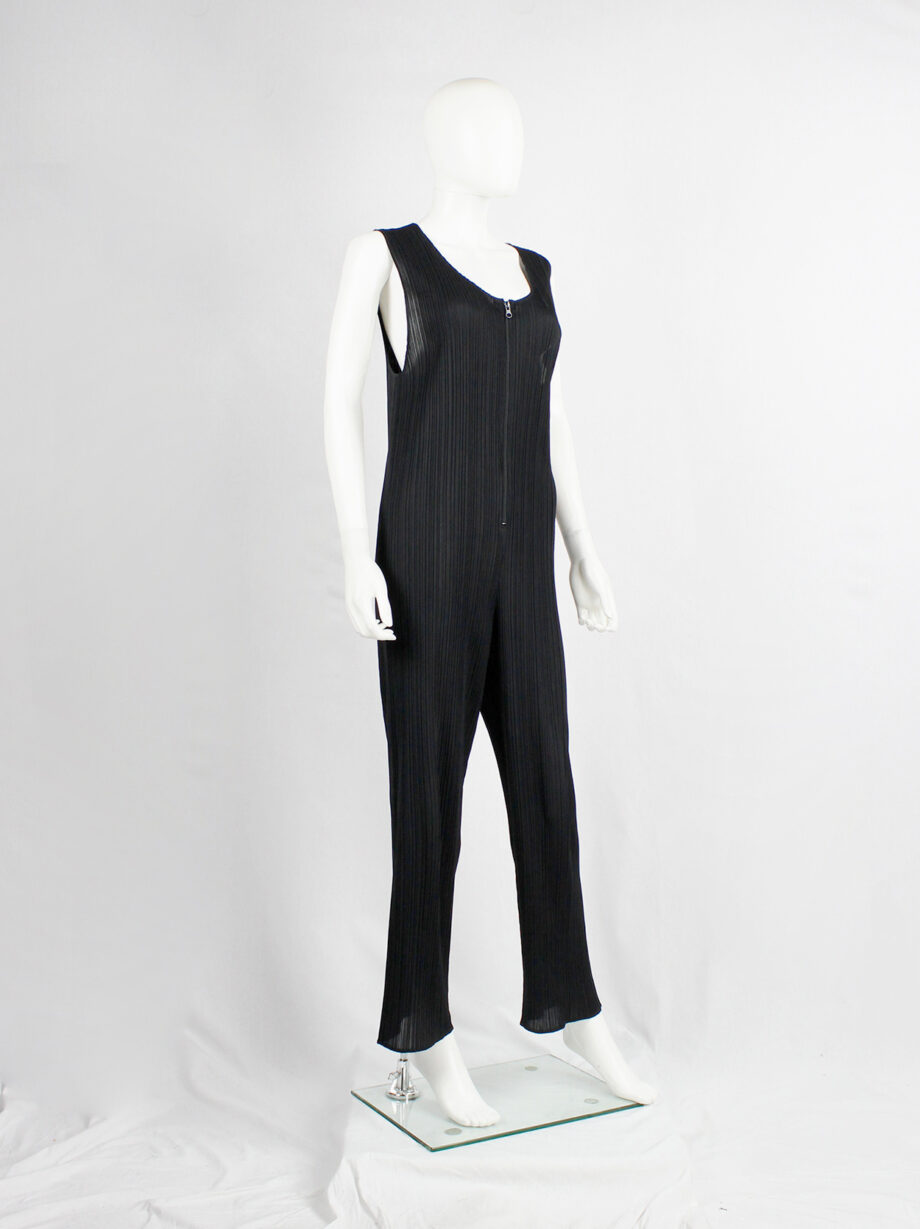 Issey Miyake Pleats Please dark navy pleated jumpsuit with front