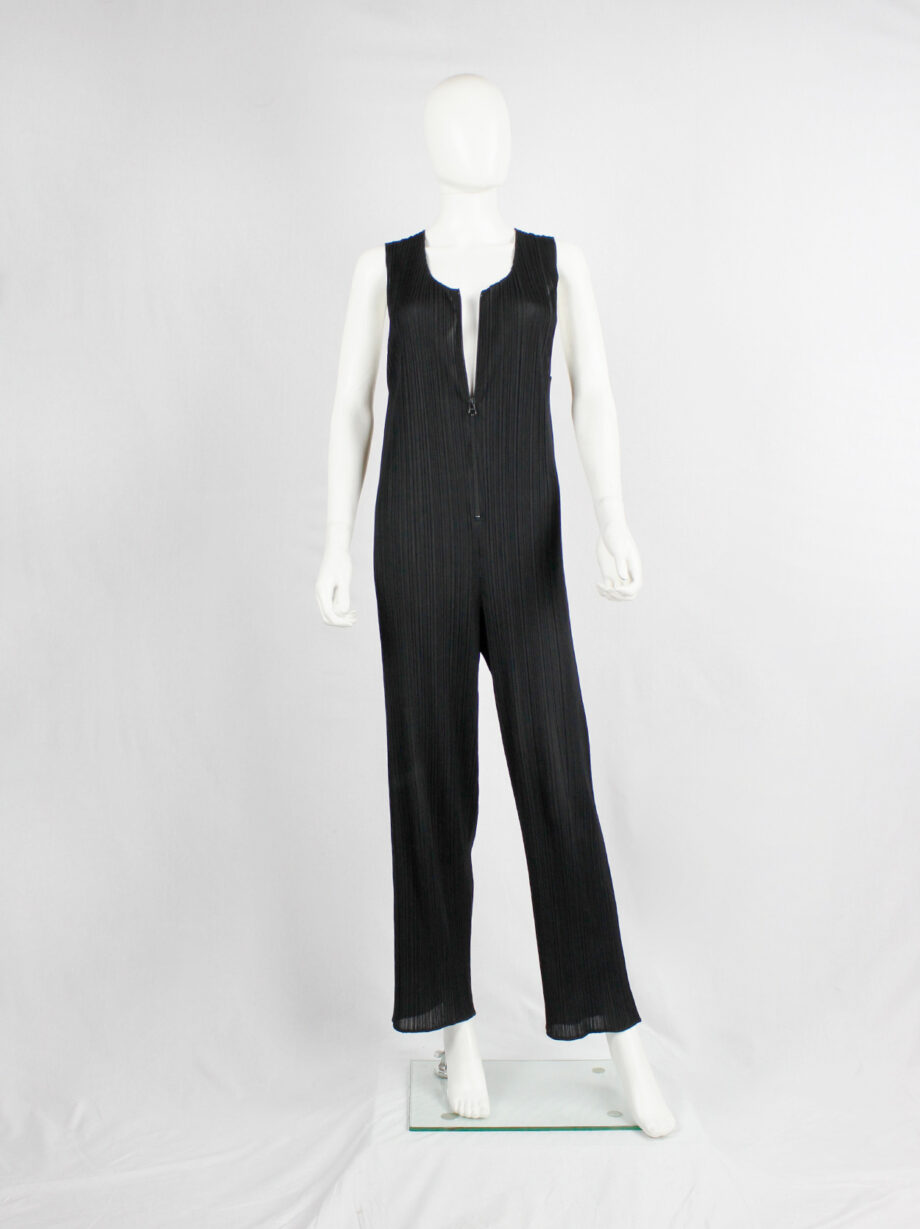 Issey Miyake Pleats Please dark navy pleated jumpsuit with front zipper (18)