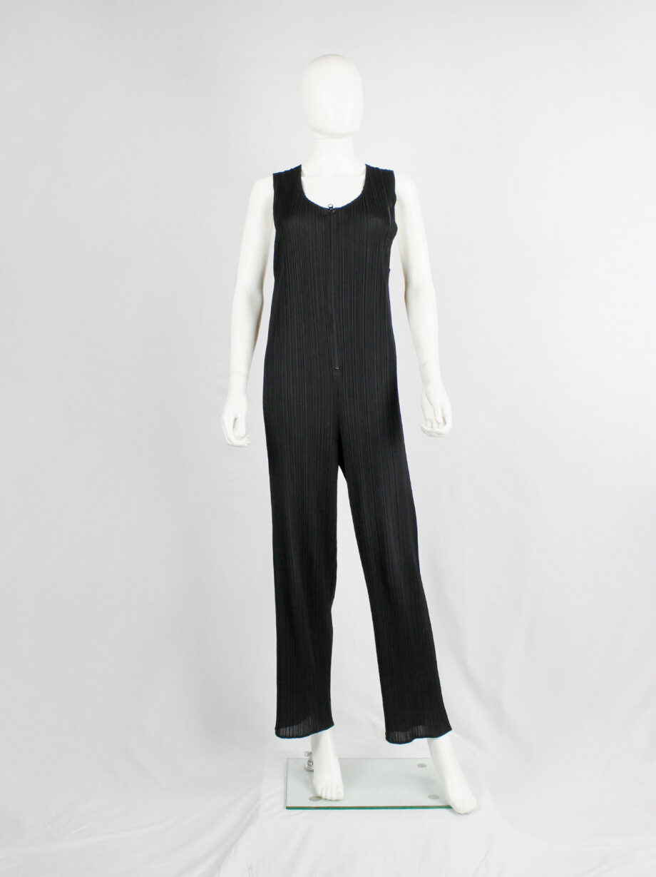 Issey Miyake Pleats Please dark navy pleated jumpsuit with front zipper (24)