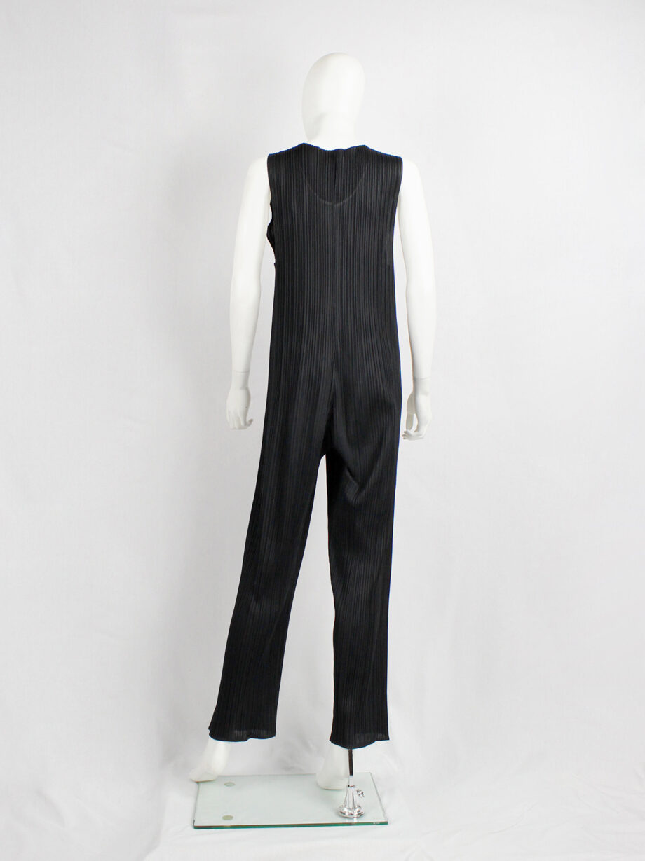 Issey Miyake Pleats Please dark navy pleated jumpsuit with front zipper (5)