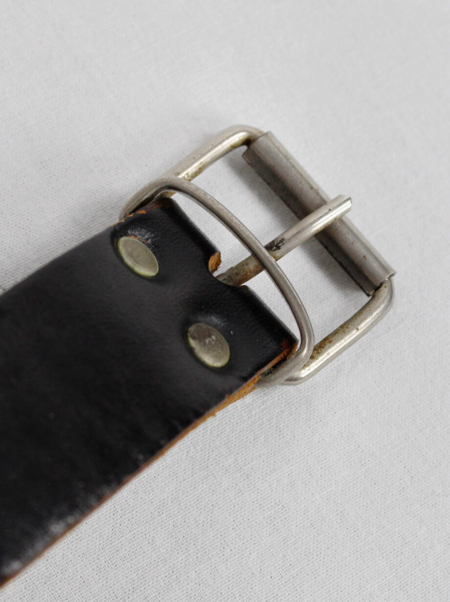 Lieve Van Gorp black leather belt bracelet with embossed logo (18)