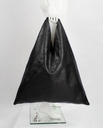 Margiela MM6 black oversized bento bag in distressed leather — spring 2012