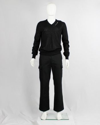 Maison Martin Margiela black jumper with slanted zipper pocket at the neck — fall 2006