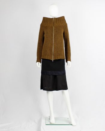 Maison Martin Margiela brown zipper jumper with oversized standing neckline — fall 1998
