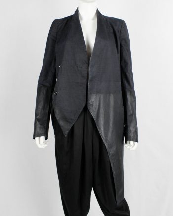 Nicolas Andreas Taralis dark blue slanted jacket with black painted bottom half