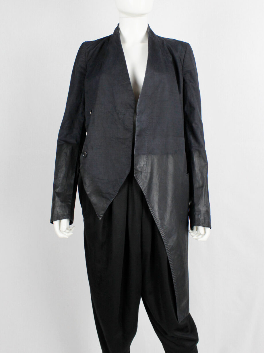 Nicolas Andreas Taralis dark blue slanted jacket with black painted bottom half (9)