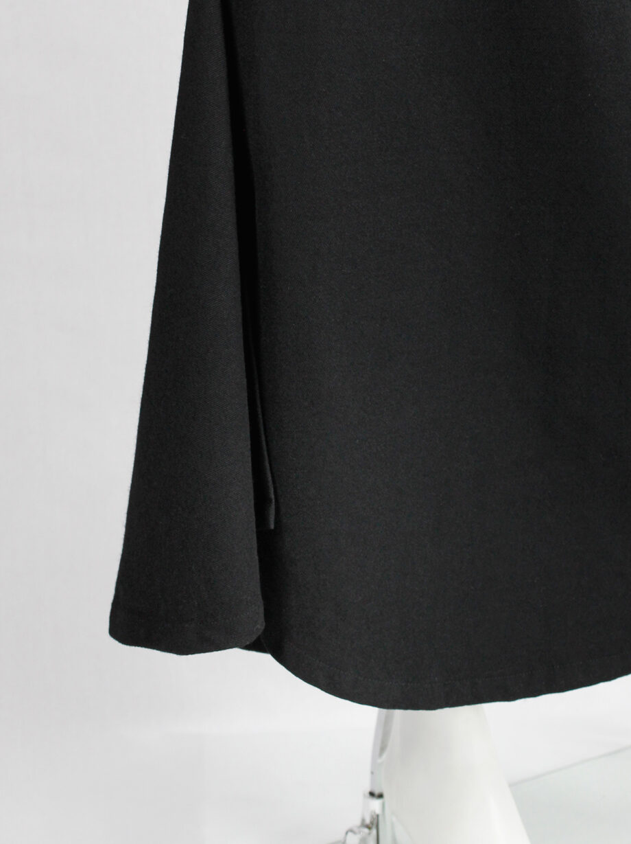 Yohji Yamamoto black curved maxi skirt with sculptural side slit (10)