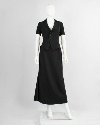 Yohji Yamamoto black curved maxi skirt with sculptural side slit